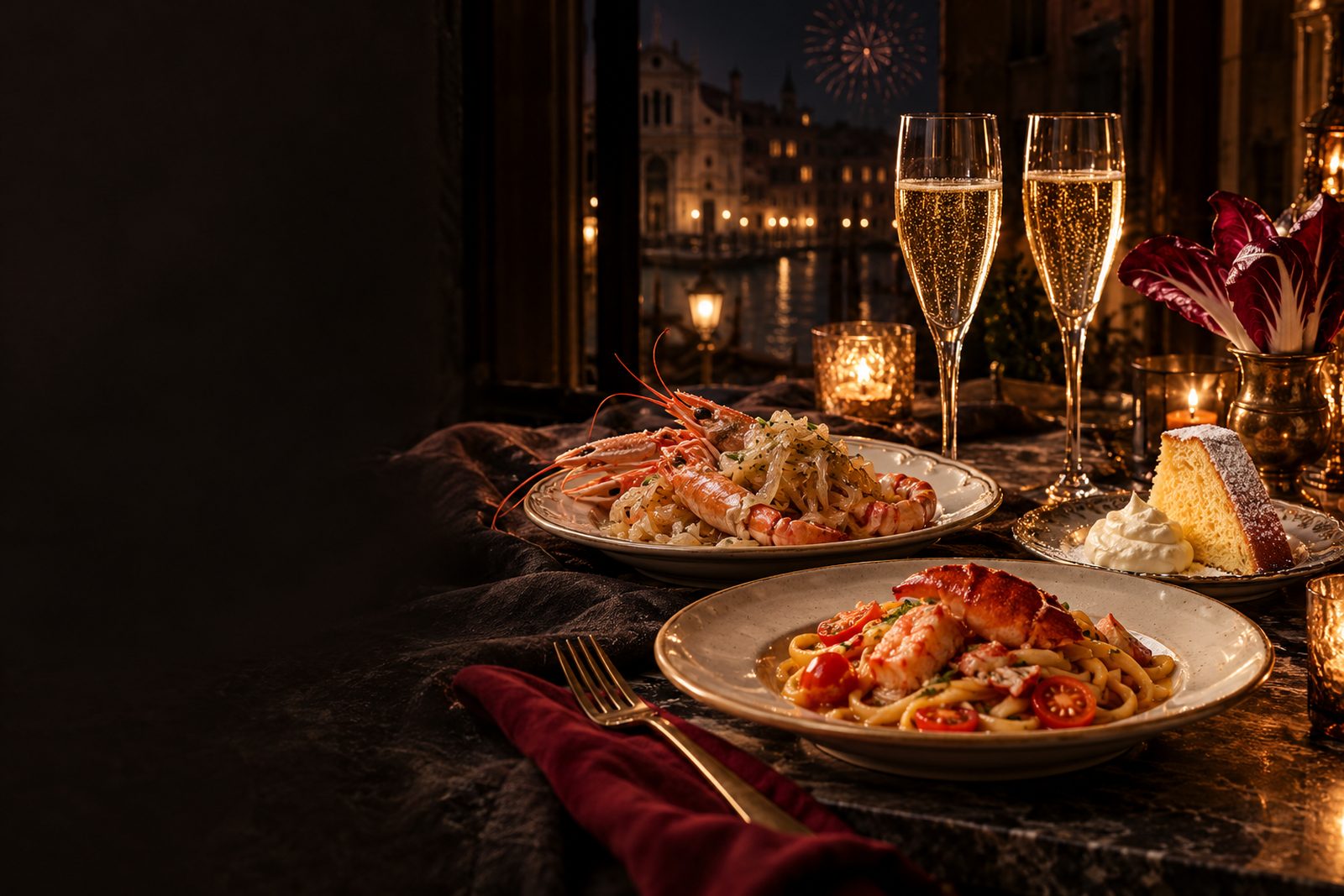La Vida table set for New Year’s Eve dinner, illustration